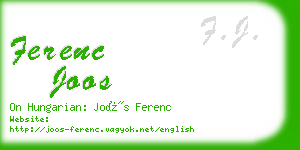 ferenc joos business card